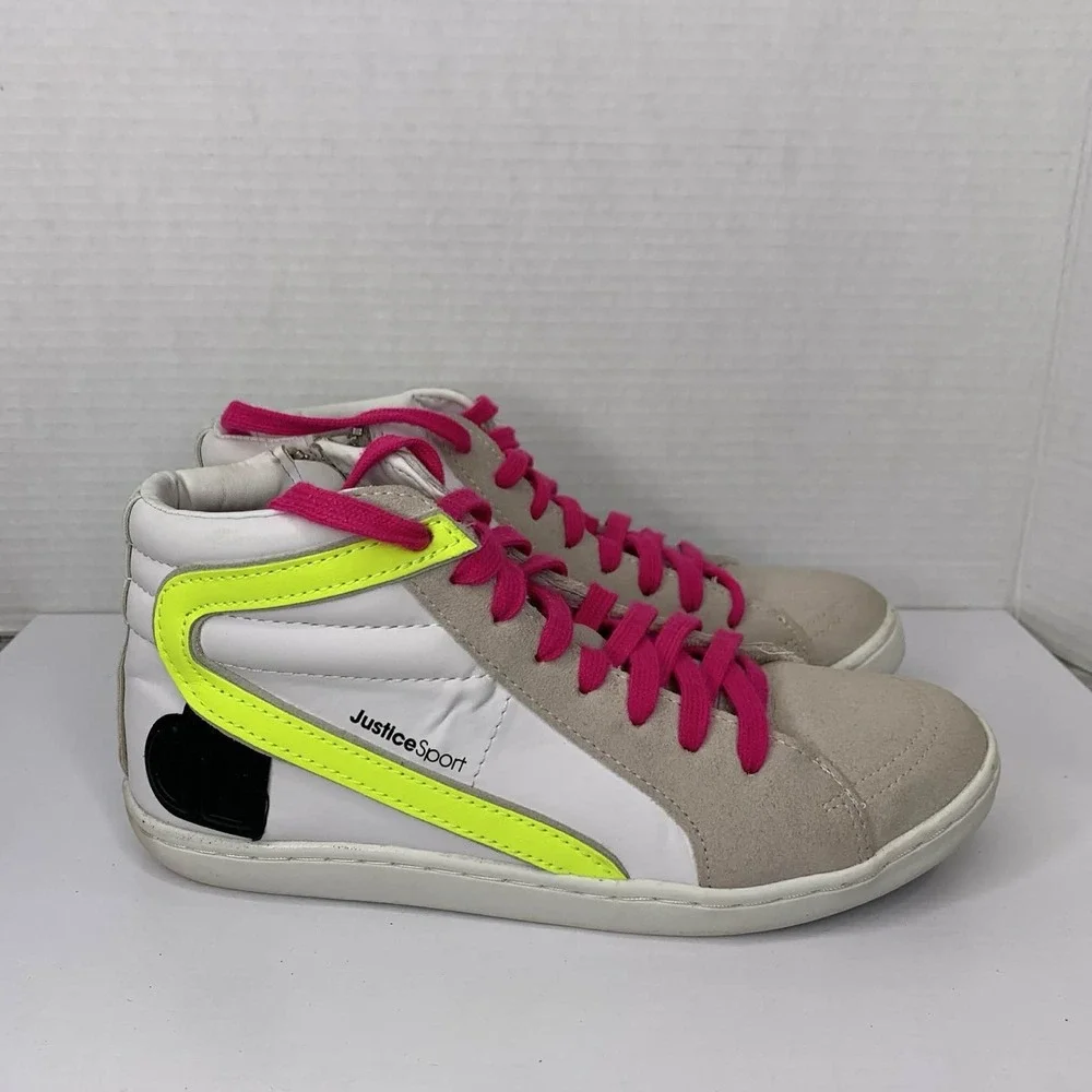 Justice Little Girl & Big Girl Mid Court Sneaker, Sizes 6